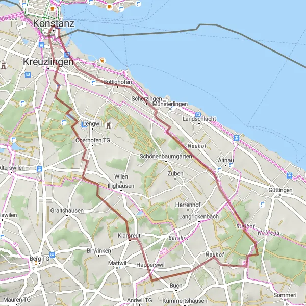 Karten-Miniaturansicht der Radinspiration "Konstanz und Kreuzlingen Gravelroute" in Freiburg, Germany. Erstellt vom Tarmacs.app-Routenplaner für Radtouren