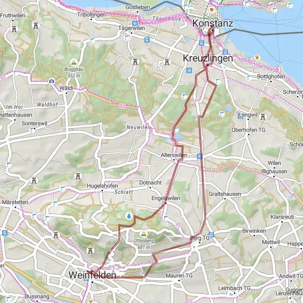 Map miniature of "Bommen and Ottenberg Gravel Route" cycling inspiration in Freiburg, Germany. Generated by Tarmacs.app cycling route planner