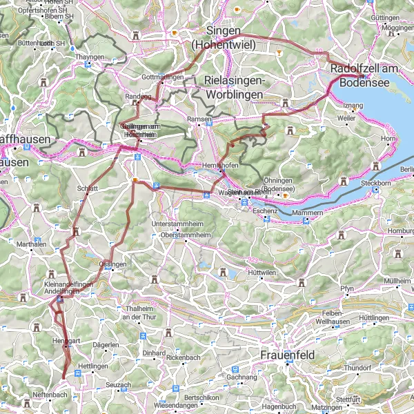 Map miniature of "Gravel Exploration" cycling inspiration in Freiburg, Germany. Generated by Tarmacs.app cycling route planner
