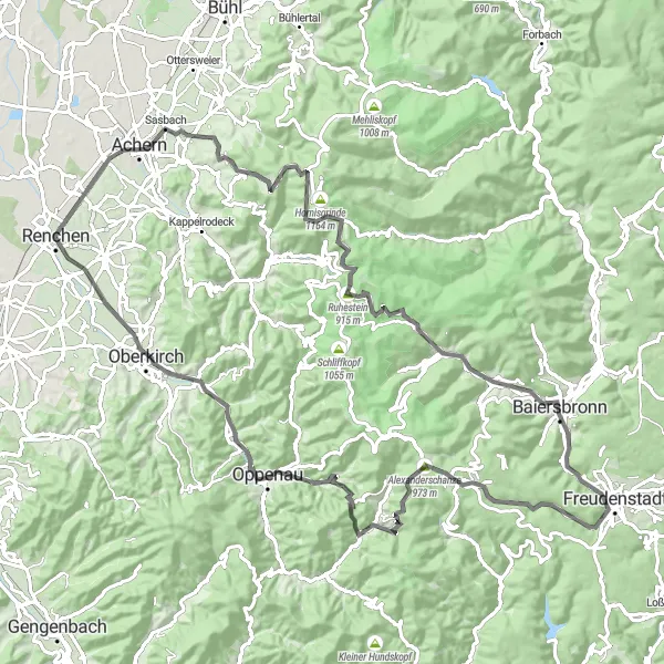 Karten-Miniaturansicht der Radinspiration "Die Schwarzwald-Herausforderung" in Freiburg, Germany. Erstellt vom Tarmacs.app-Routenplaner für Radtouren