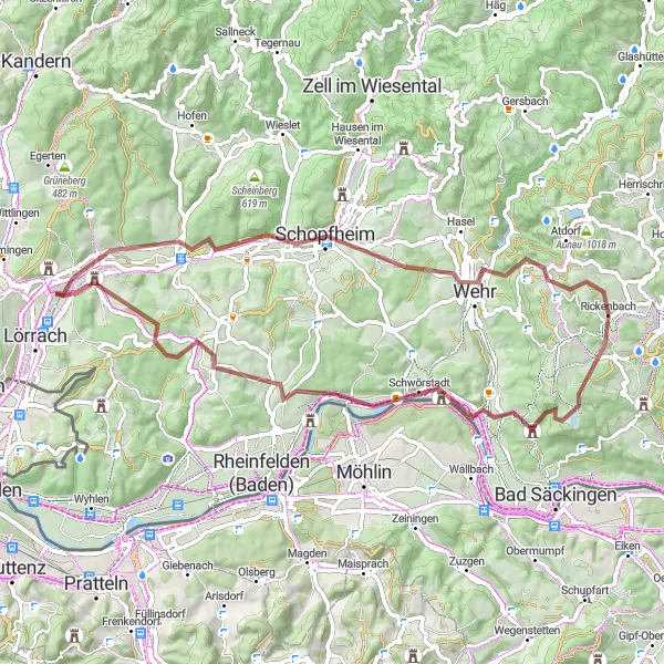 Karten-Miniaturansicht der Radinspiration "Rau und Rustikal: Schottertour durch den Schwarzwald" in Freiburg, Germany. Erstellt vom Tarmacs.app-Routenplaner für Radtouren