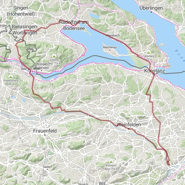 Map miniature of "Constance Lake Gravel Tour" cycling inspiration in Freiburg, Germany. Generated by Tarmacs.app cycling route planner