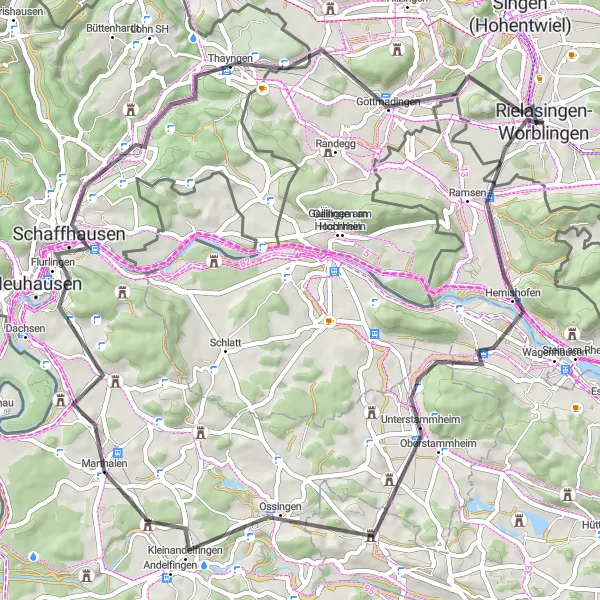 Map miniature of "Scenic Road Ride Along the Rhine" cycling inspiration in Freiburg, Germany. Generated by Tarmacs.app cycling route planner
