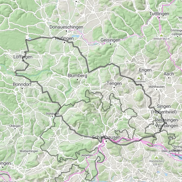 Map miniature of "The Highland Traverse" cycling inspiration in Freiburg, Germany. Generated by Tarmacs.app cycling route planner