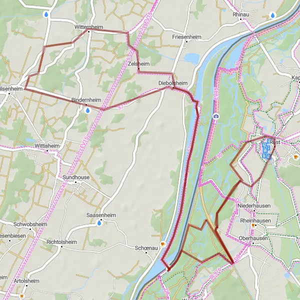 Map miniature of "Gravel Route: Balthasar Castle" cycling inspiration in Freiburg, Germany. Generated by Tarmacs.app cycling route planner