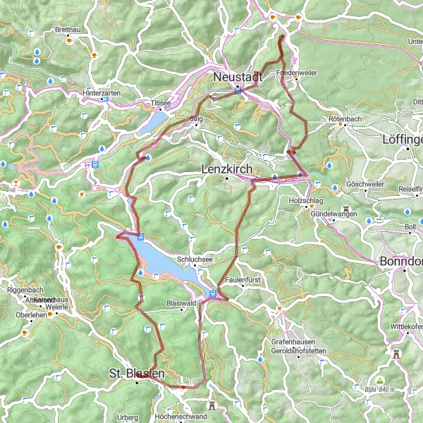 Karten-Miniaturansicht der Radinspiration "Gebirgstour rund um Sankt Blasien" in Freiburg, Germany. Erstellt vom Tarmacs.app-Routenplaner für Radtouren