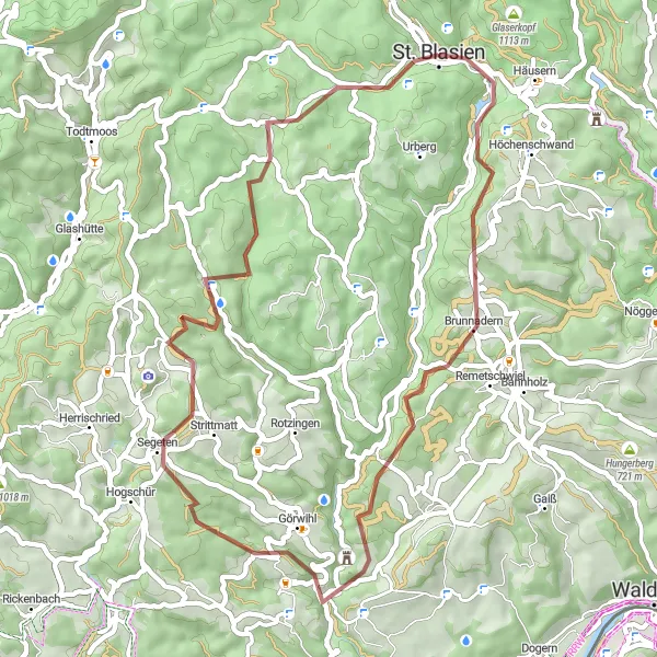 Karten-Miniaturansicht der Radinspiration "Gravelabenteuer im Schwarzwald" in Freiburg, Germany. Erstellt vom Tarmacs.app-Routenplaner für Radtouren