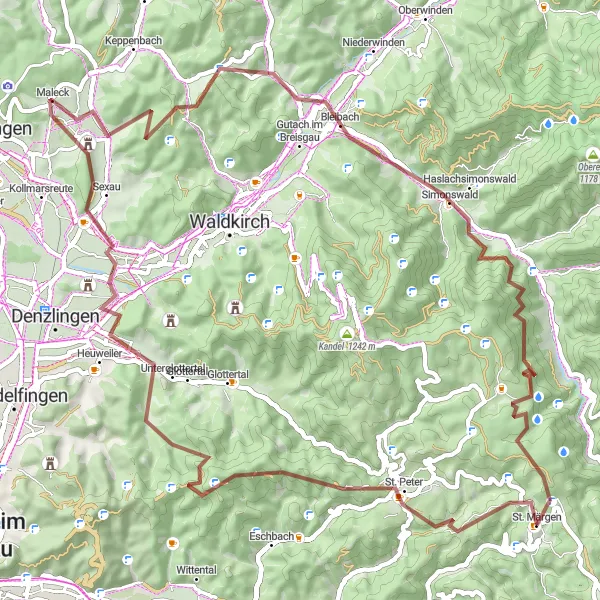 Karten-Miniaturansicht der Radinspiration "Gravelrunde um Sankt Märgen" in Freiburg, Germany. Erstellt vom Tarmacs.app-Routenplaner für Radtouren