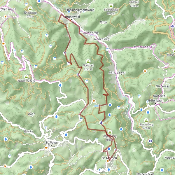 Map miniature of "Gravel Adventure" cycling inspiration in Freiburg, Germany. Generated by Tarmacs.app cycling route planner