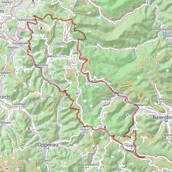 Karten-Miniaturansicht der Radinspiration "Gravel Abenteuer im Schwarzwald" in Freiburg, Germany. Erstellt vom Tarmacs.app-Routenplaner für Radtouren