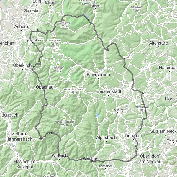 Karten-Miniaturansicht der Radinspiration "Road-Tour um Sasbachwalden" in Freiburg, Germany. Erstellt vom Tarmacs.app-Routenplaner für Radtouren