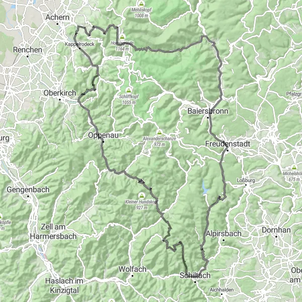 Karten-Miniaturansicht der Radinspiration "Bergauf-Bergab Abenteuer" in Freiburg, Germany. Erstellt vom Tarmacs.app-Routenplaner für Radtouren