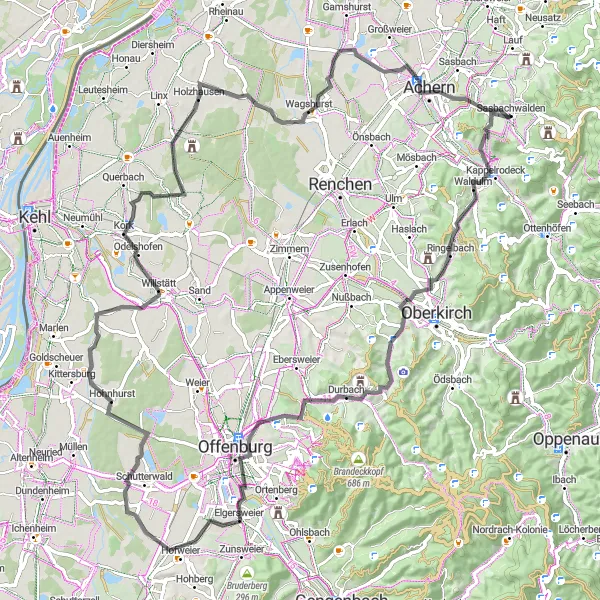 Karten-Miniaturansicht der Radinspiration "Schwarzwald-Himmelhoch Tour" in Freiburg, Germany. Erstellt vom Tarmacs.app-Routenplaner für Radtouren