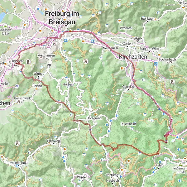 Map miniature of "The Zastler Epic" cycling inspiration in Freiburg, Germany. Generated by Tarmacs.app cycling route planner