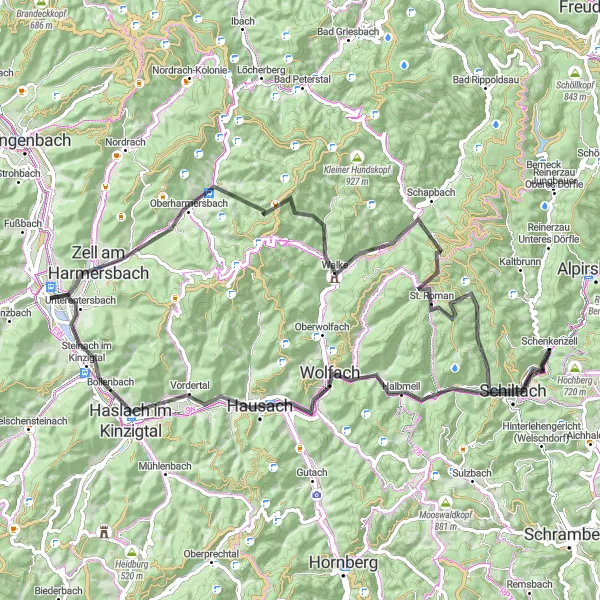Karten-Miniaturansicht der Radinspiration "Die Schwarzwald-Höhenstraße" in Freiburg, Germany. Erstellt vom Tarmacs.app-Routenplaner für Radtouren