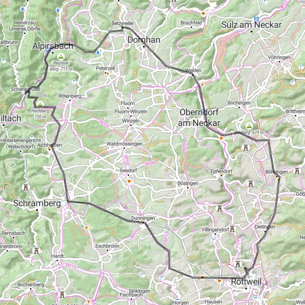 Map miniature of "Staufenkopf Loop" cycling inspiration in Freiburg, Germany. Generated by Tarmacs.app cycling route planner