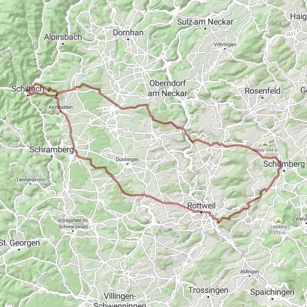 Karten-Miniaturansicht der Radinspiration "Waldmössingen - Zimmern ob Rottweil Rundtour" in Freiburg, Germany. Erstellt vom Tarmacs.app-Routenplaner für Radtouren