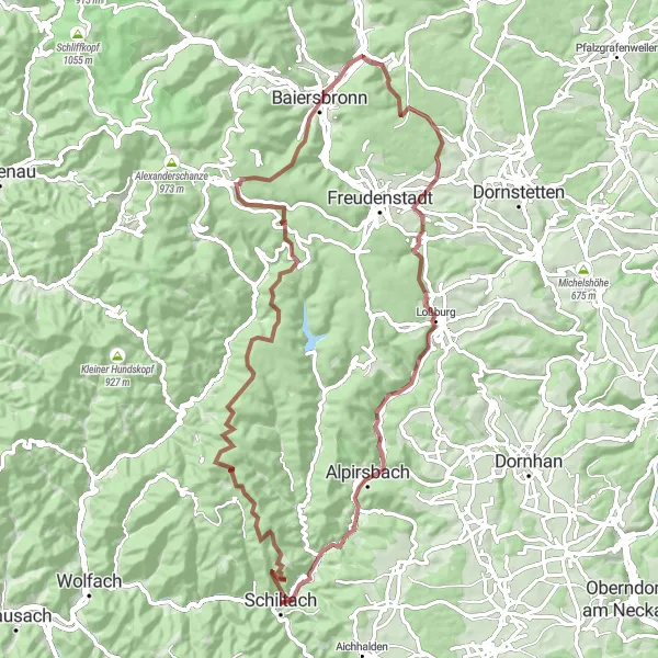 Karten-Miniaturansicht der Radinspiration "Emilshütte - Hochberg Schottertour" in Freiburg, Germany. Erstellt vom Tarmacs.app-Routenplaner für Radtouren