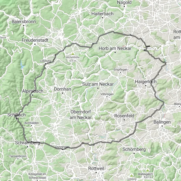 Karten-Miniaturansicht der Radinspiration "Schiltach - Rappenfelsen Loop" in Freiburg, Germany. Erstellt vom Tarmacs.app-Routenplaner für Radtouren