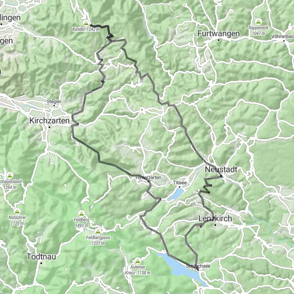 Karten-Miniaturansicht der Radinspiration "Hochtour um Schluchsee" in Freiburg, Germany. Erstellt vom Tarmacs.app-Routenplaner für Radtouren