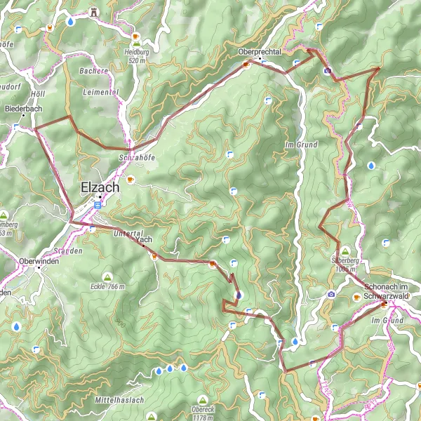 Karten-Miniaturansicht der Radinspiration "Kurze Gravel-Tour im Schwarzwald" in Freiburg, Germany. Erstellt vom Tarmacs.app-Routenplaner für Radtouren