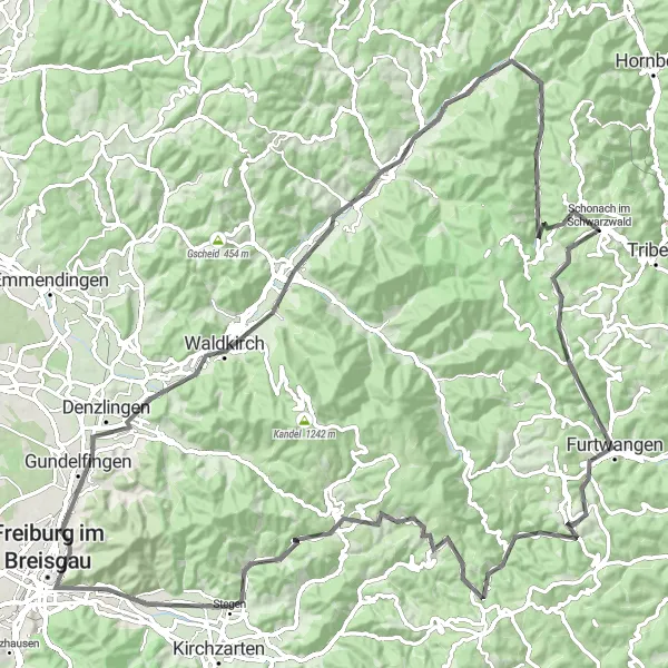 Karten-Miniaturansicht der Radinspiration "Panorama-Radtour im Schwarzwald" in Freiburg, Germany. Erstellt vom Tarmacs.app-Routenplaner für Radtouren
