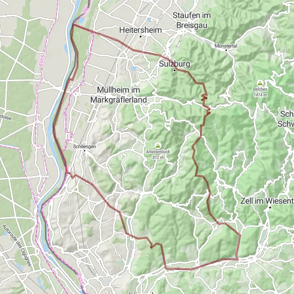 Karten-Miniaturansicht der Radinspiration "Panoramafahrt durch Südschwarzwald" in Freiburg, Germany. Erstellt vom Tarmacs.app-Routenplaner für Radtouren