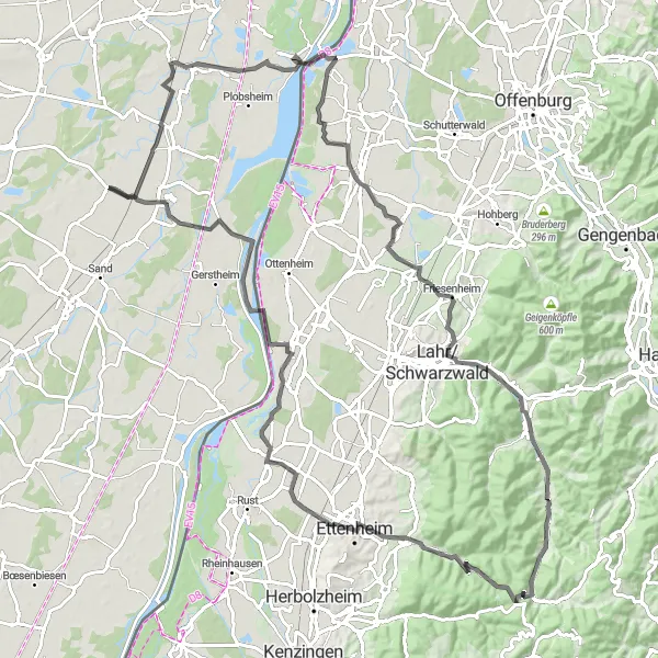 Map miniature of "Brandbühl Loop" cycling inspiration in Freiburg, Germany. Generated by Tarmacs.app cycling route planner