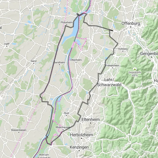 Karten-Miniaturansicht der Radinspiration "Historische Orte und malerische Landschaften" in Freiburg, Germany. Erstellt vom Tarmacs.app-Routenplaner für Radtouren