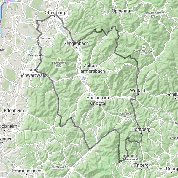 Karten-Miniaturansicht der Radinspiration "Rundtour durch Schwarzwaldhöhen" in Freiburg, Germany. Erstellt vom Tarmacs.app-Routenplaner für Radtouren