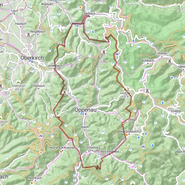 Karten-Miniaturansicht der Radinspiration "Gravelroute um Seebach" in Freiburg, Germany. Erstellt vom Tarmacs.app-Routenplaner für Radtouren