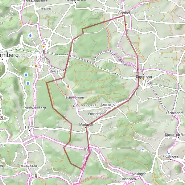 Map miniature of "Through Gifizenmoos" cycling inspiration in Freiburg, Germany. Generated by Tarmacs.app cycling route planner