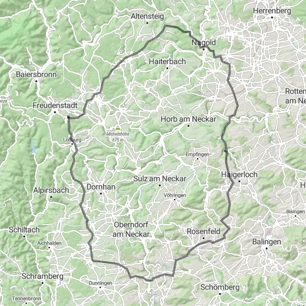 Map miniature of "Fluorn-Winzeln Loop" cycling inspiration in Freiburg, Germany. Generated by Tarmacs.app cycling route planner