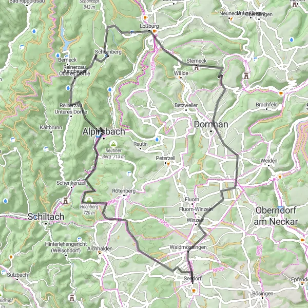 Map miniature of "Heiligenbronn Loop" cycling inspiration in Freiburg, Germany. Generated by Tarmacs.app cycling route planner