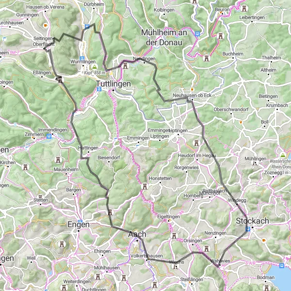 Map miniature of "Scenic Bliss of Rietheim" cycling inspiration in Freiburg, Germany. Generated by Tarmacs.app cycling route planner