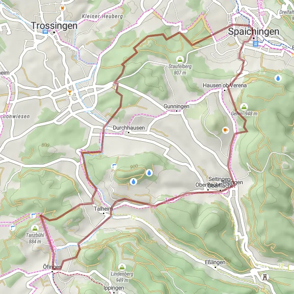 Karten-Miniaturansicht der Radinspiration "Rund um Spaichingen: Himmelbergs Herausforderung" in Freiburg, Germany. Erstellt vom Tarmacs.app-Routenplaner für Radtouren