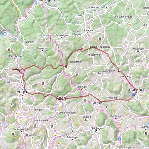 Karten-Miniaturansicht der Radinspiration "Kultur und Natur im Hegau" in Freiburg, Germany. Erstellt vom Tarmacs.app-Routenplaner für Radtouren