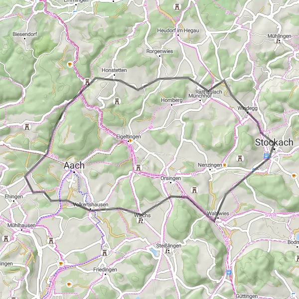 Karten-Miniaturansicht der Radinspiration "Burgruinen und malerische Orte" in Freiburg, Germany. Erstellt vom Tarmacs.app-Routenplaner für Radtouren