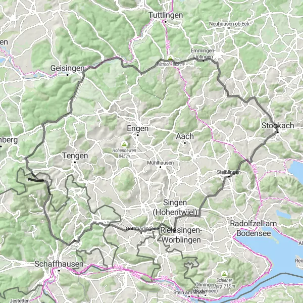Karten-Miniaturansicht der Radinspiration "Rundtour von Stockach" in Freiburg, Germany. Erstellt vom Tarmacs.app-Routenplaner für Radtouren
