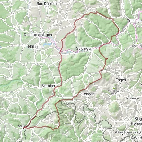 Karten-Miniaturansicht der Radinspiration "Von Fützen nach Ruine Randenburg: Ein graveliges Abenteuer" in Freiburg, Germany. Erstellt vom Tarmacs.app-Routenplaner für Radtouren