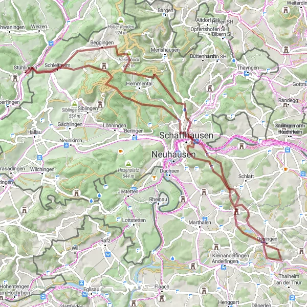 Map miniature of "Ruine Randenburg Cycling Adventure" cycling inspiration in Freiburg, Germany. Generated by Tarmacs.app cycling route planner