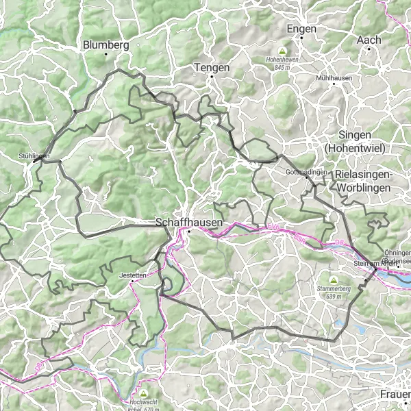 Map miniature of "The Forests and Castles Loop" cycling inspiration in Freiburg, Germany. Generated by Tarmacs.app cycling route planner