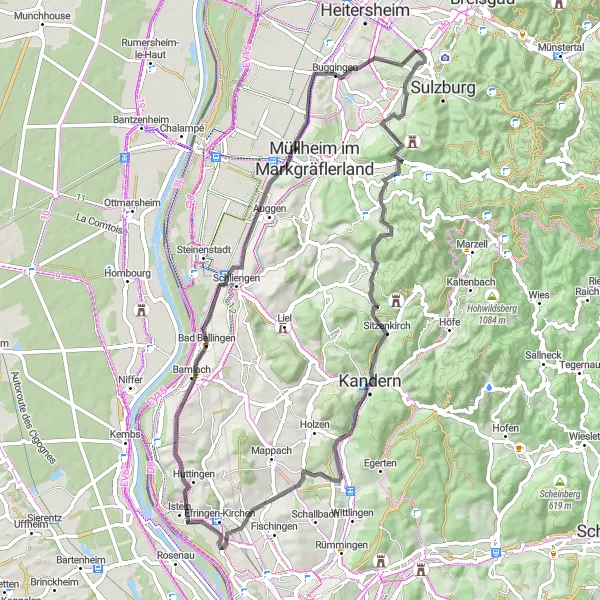 Karten-Miniaturansicht der Radinspiration "Badenweiler Scenic Route" in Freiburg, Germany. Erstellt vom Tarmacs.app-Routenplaner für Radtouren