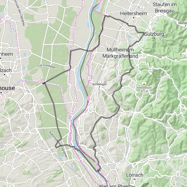 Karten-Miniaturansicht der Radinspiration "Wine Road Adventure" in Freiburg, Germany. Erstellt vom Tarmacs.app-Routenplaner für Radtouren