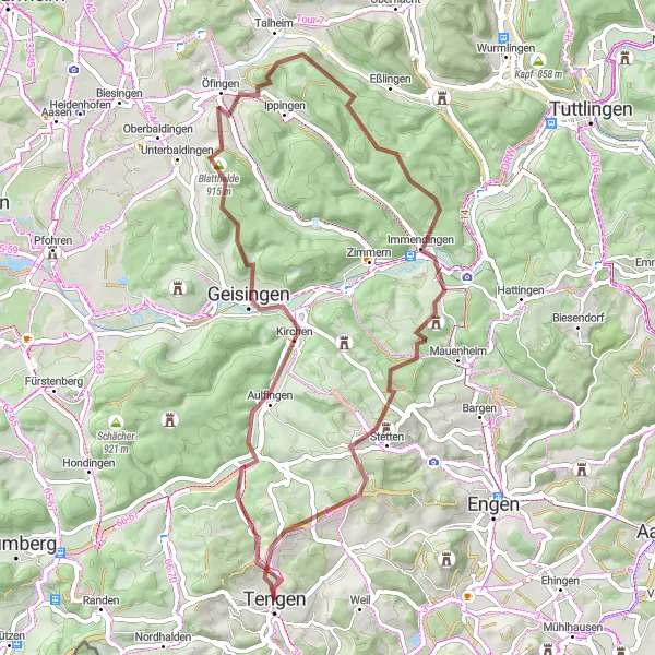 Karten-Miniaturansicht der Radinspiration "Graveltour durch Hegau und Umgebung" in Freiburg, Germany. Erstellt vom Tarmacs.app-Routenplaner für Radtouren