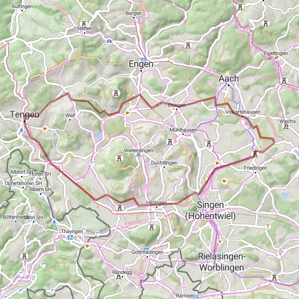 Map miniature of "Rural Retreat" cycling inspiration in Freiburg, Germany. Generated by Tarmacs.app cycling route planner