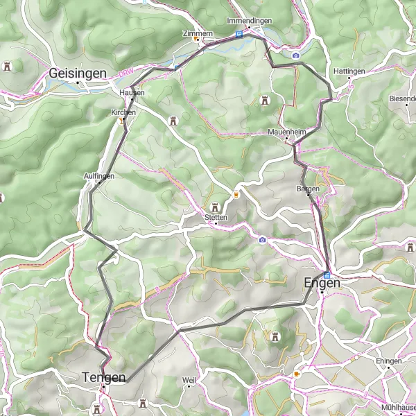 Map miniature of "Scenic Road Loop" cycling inspiration in Freiburg, Germany. Generated by Tarmacs.app cycling route planner