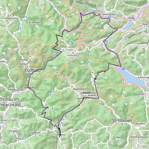 Karten-Miniaturansicht der Radinspiration "Der legendäre Roadtrip zum Feldberg" in Freiburg, Germany. Erstellt vom Tarmacs.app-Routenplaner für Radtouren