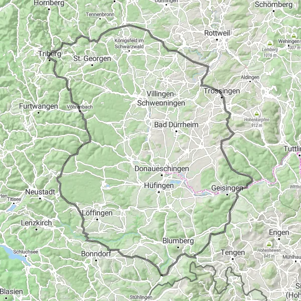 Map miniature of "Ultimate Challenge: Cycling the Black Forest" cycling inspiration in Freiburg, Germany. Generated by Tarmacs.app cycling route planner