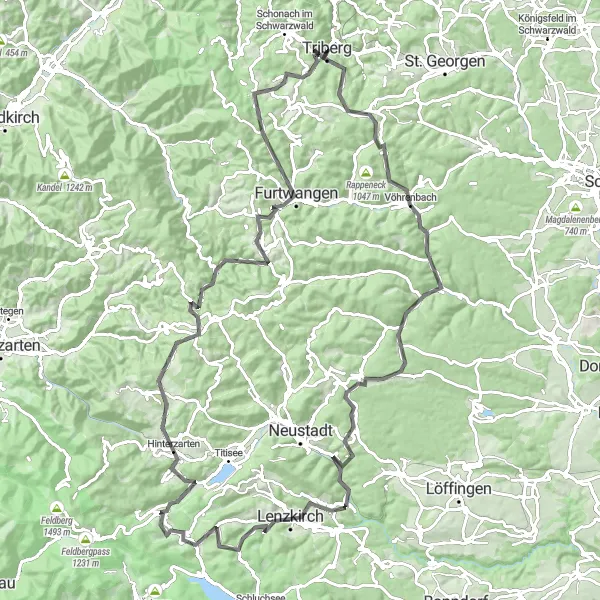 Karten-Miniaturansicht der Radinspiration "Hohspirn und Lenzkirch Tour" in Freiburg, Germany. Erstellt vom Tarmacs.app-Routenplaner für Radtouren